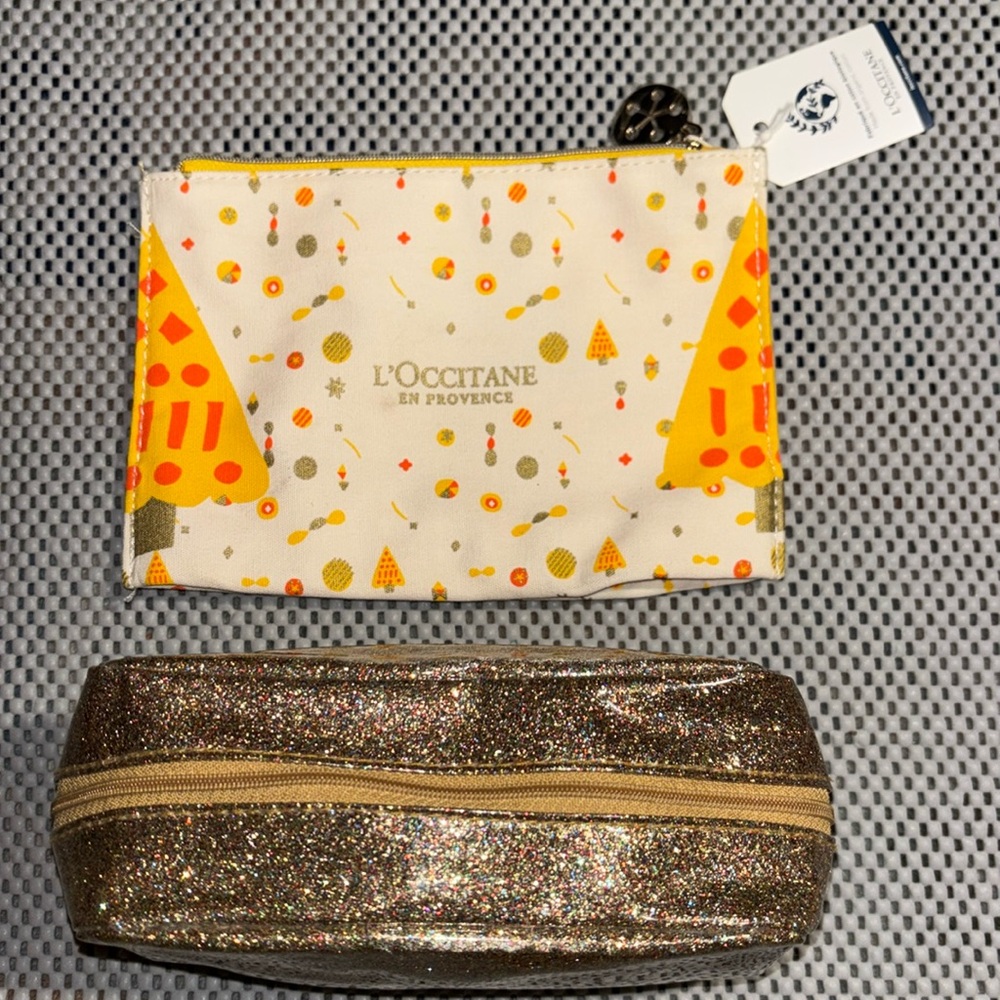 LOccitane En Provence Makeup Bag Recycled Cotton Pouch And Sparkly Pouch